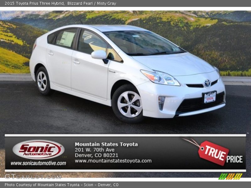 Blizzard Pearl / Misty Gray 2015 Toyota Prius Three Hybrid