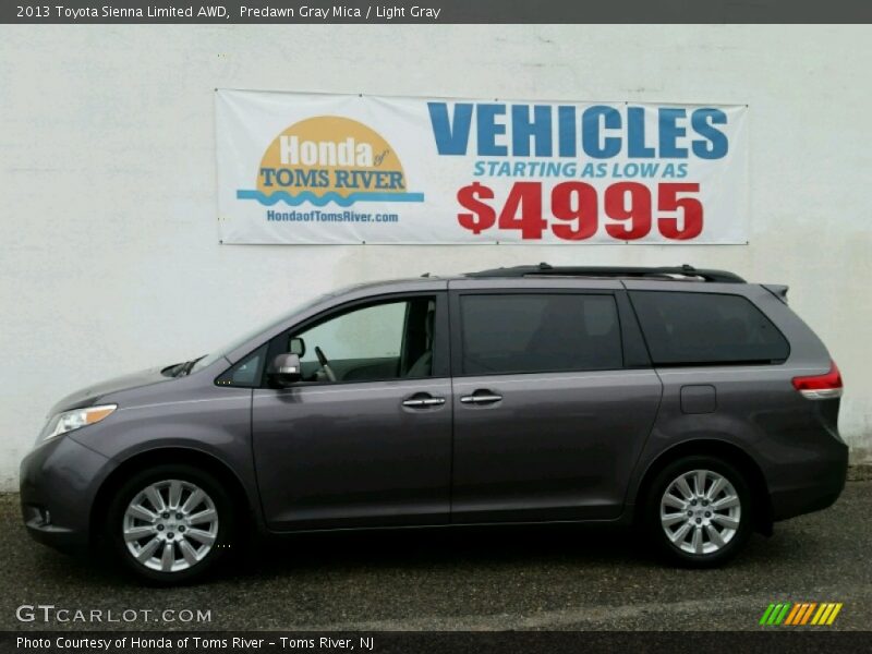 Predawn Gray Mica / Light Gray 2013 Toyota Sienna Limited AWD