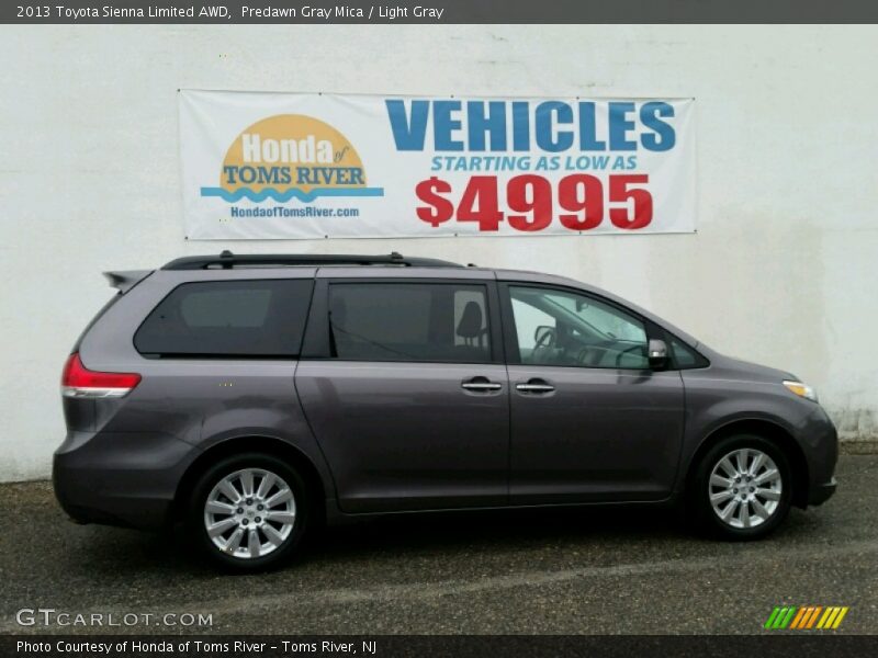 Predawn Gray Mica / Light Gray 2013 Toyota Sienna Limited AWD