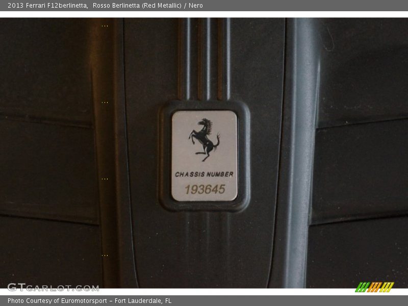 Info Tag of 2013 F12berlinetta 