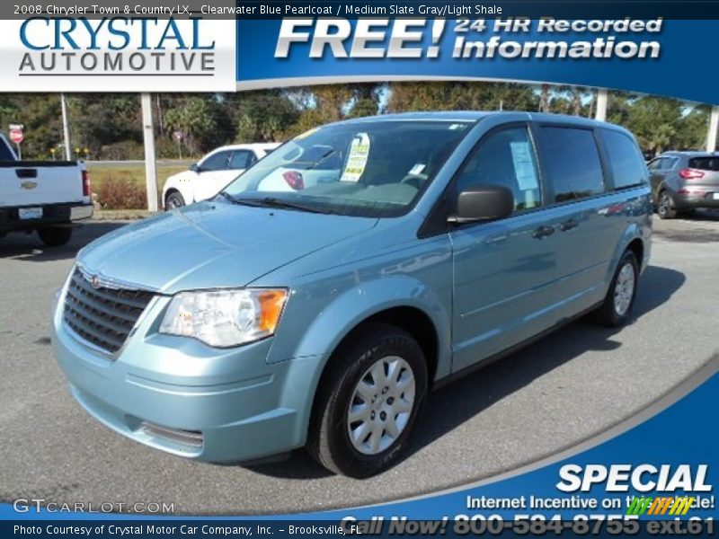Clearwater Blue Pearlcoat / Medium Slate Gray/Light Shale 2008 Chrysler Town & Country LX