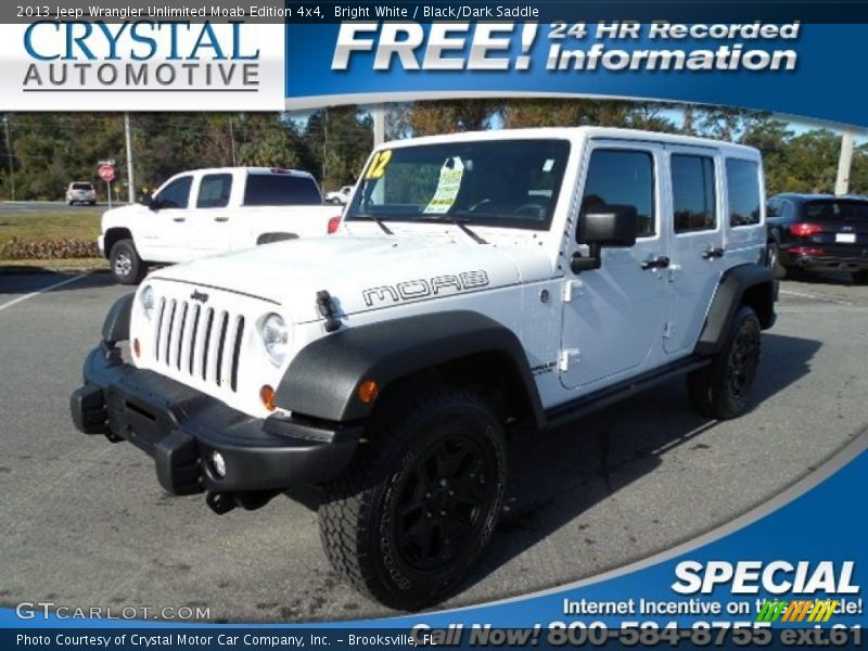 Bright White / Black/Dark Saddle 2013 Jeep Wrangler Unlimited Moab Edition 4x4