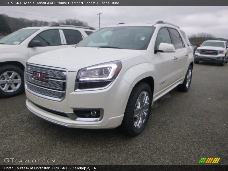 White Diamond Tricoat / Cocoa Dune 2015 GMC Acadia Denali AWD