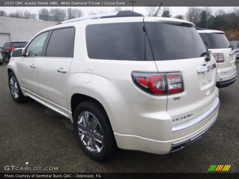 White Diamond Tricoat / Cocoa Dune 2015 GMC Acadia Denali AWD