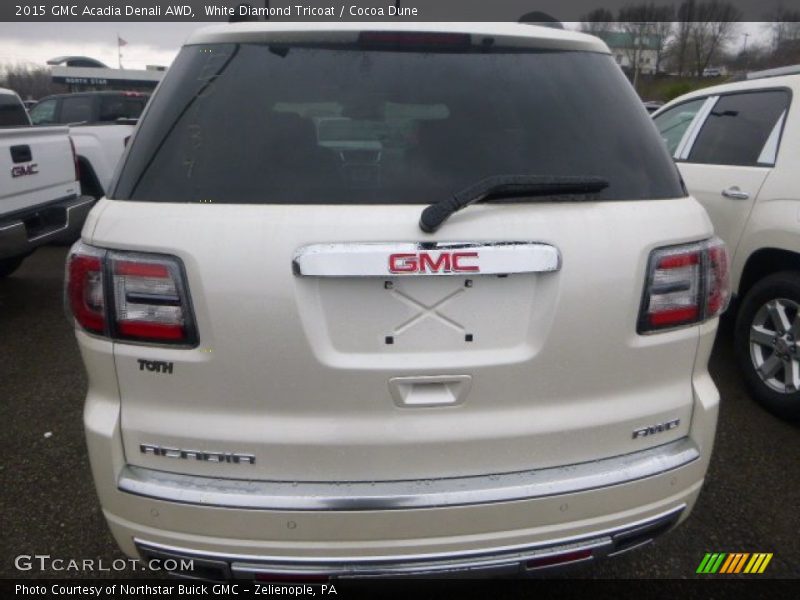 White Diamond Tricoat / Cocoa Dune 2015 GMC Acadia Denali AWD