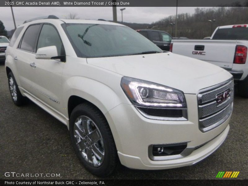 White Diamond Tricoat / Cocoa Dune 2015 GMC Acadia Denali AWD