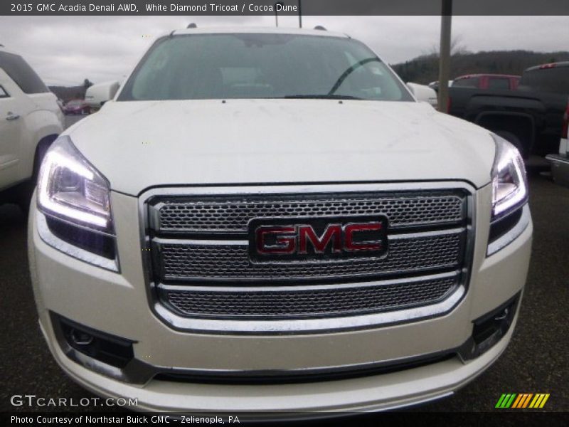 White Diamond Tricoat / Cocoa Dune 2015 GMC Acadia Denali AWD