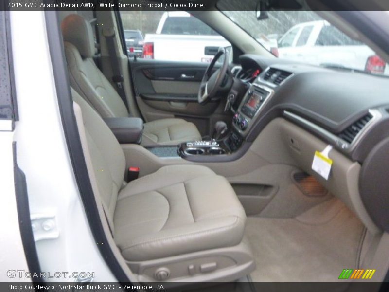 White Diamond Tricoat / Cocoa Dune 2015 GMC Acadia Denali AWD