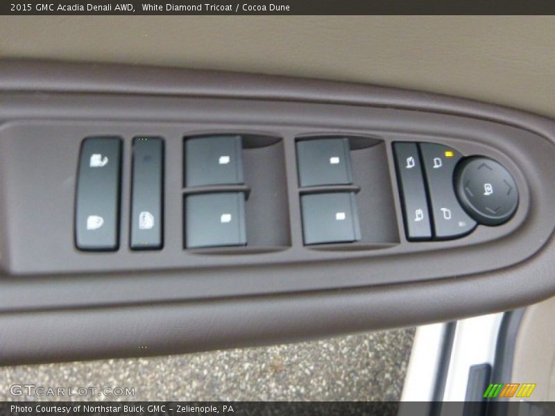 White Diamond Tricoat / Cocoa Dune 2015 GMC Acadia Denali AWD