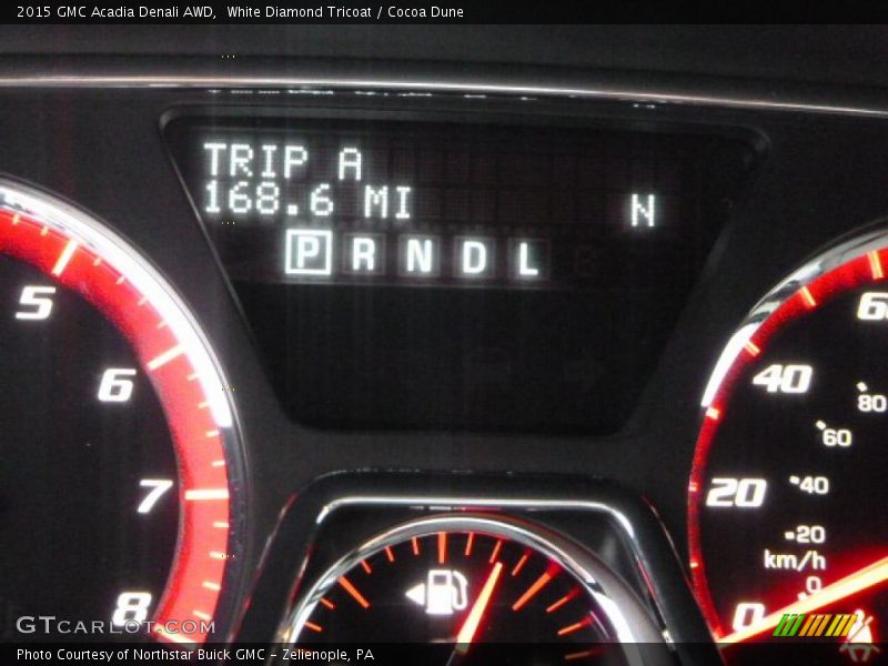 White Diamond Tricoat / Cocoa Dune 2015 GMC Acadia Denali AWD