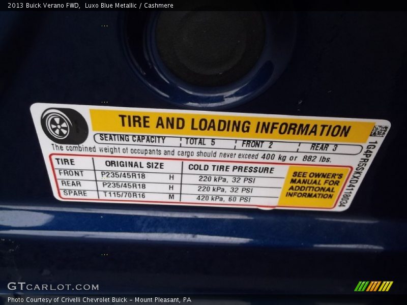 Luxo Blue Metallic / Cashmere 2013 Buick Verano FWD