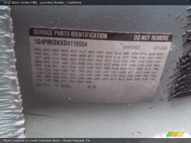 Luxo Blue Metallic / Cashmere 2013 Buick Verano FWD