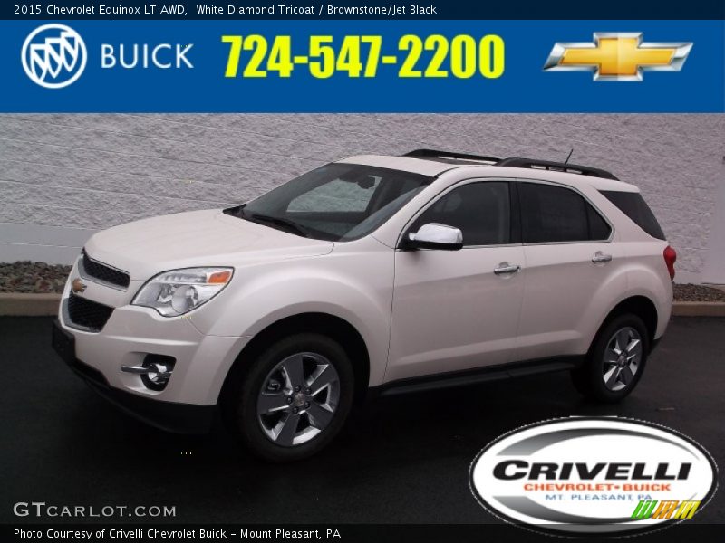 White Diamond Tricoat / Brownstone/Jet Black 2015 Chevrolet Equinox LT AWD