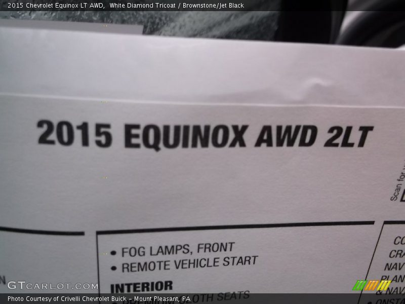 White Diamond Tricoat / Brownstone/Jet Black 2015 Chevrolet Equinox LT AWD