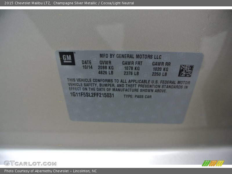 Champagne Silver Metallic / Cocoa/Light Neutral 2015 Chevrolet Malibu LTZ