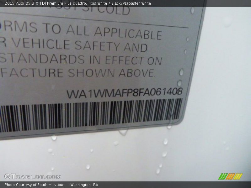 Ibis White / Black/Alabaster White 2015 Audi Q5 3.0 TDI Premium Plus quattro