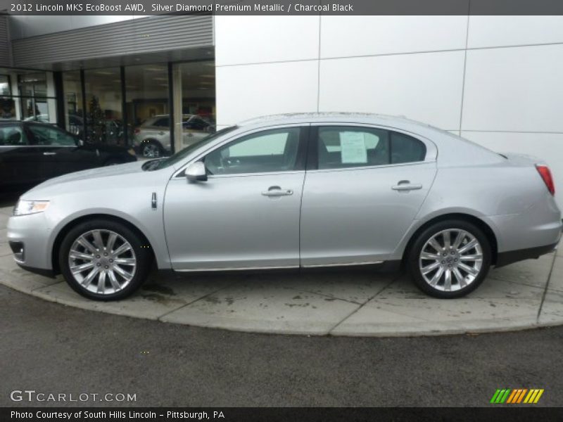 Silver Diamond Premium Metallic / Charcoal Black 2012 Lincoln MKS EcoBoost AWD
