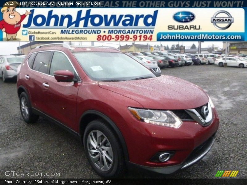 Cayenne Red / Charcoal 2015 Nissan Rogue SL AWD