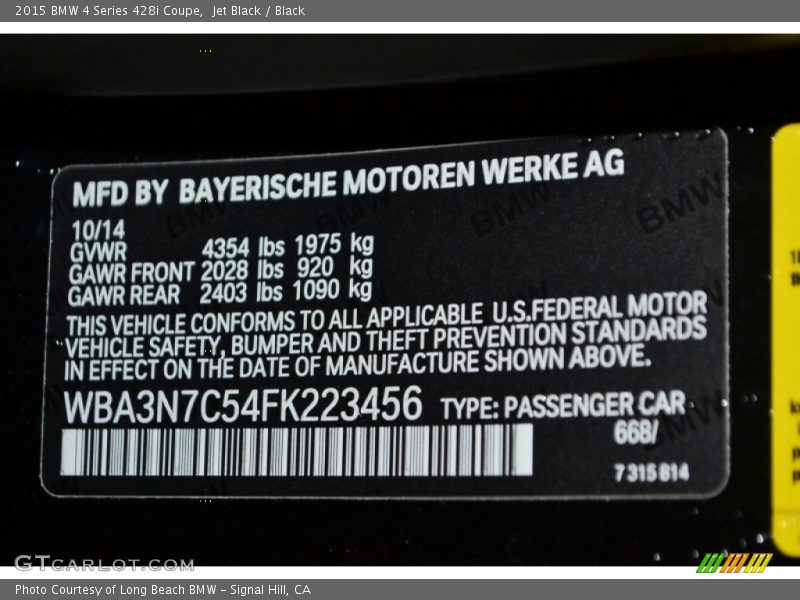 Jet Black / Black 2015 BMW 4 Series 428i Coupe