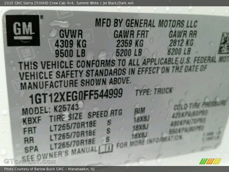 Summit White / Jet Black/Dark Ash 2015 GMC Sierra 2500HD Crew Cab 4x4