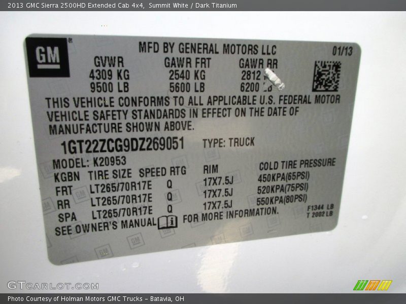 Summit White / Dark Titanium 2013 GMC Sierra 2500HD Extended Cab 4x4