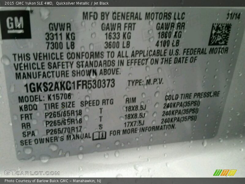 Quicksilver Metallic / Jet Black 2015 GMC Yukon SLE 4WD