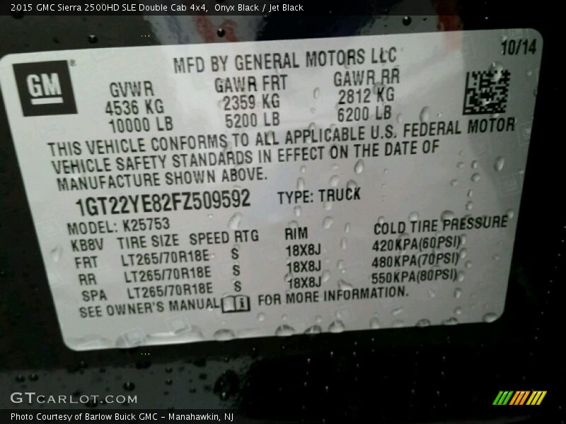 Onyx Black / Jet Black 2015 GMC Sierra 2500HD SLE Double Cab 4x4