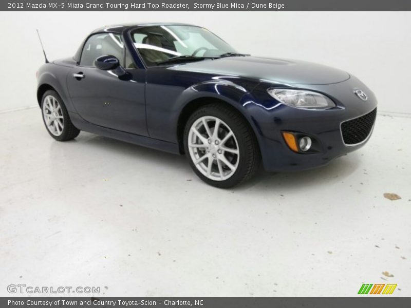 Stormy Blue Mica / Dune Beige 2012 Mazda MX-5 Miata Grand Touring Hard Top Roadster