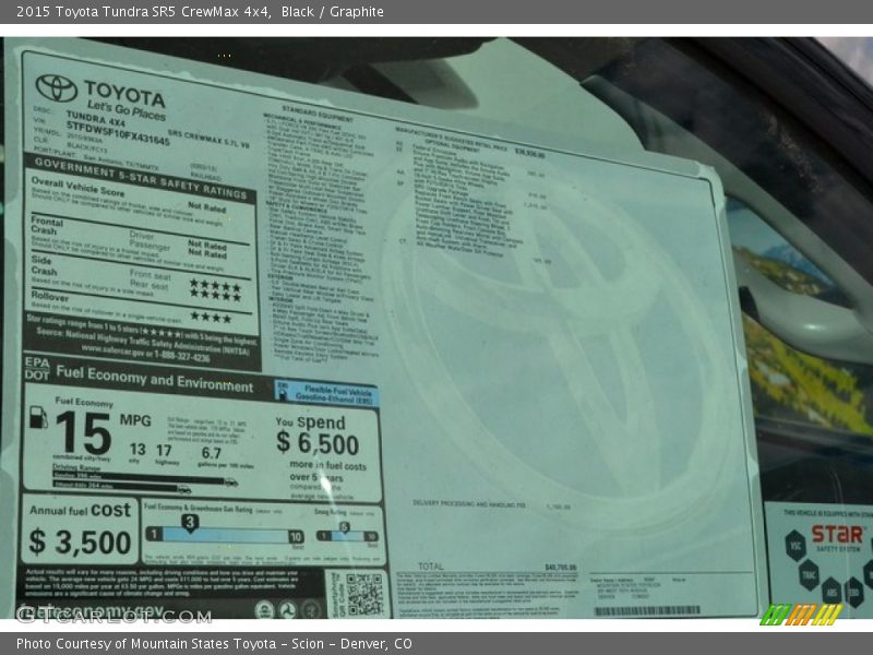 Black / Graphite 2015 Toyota Tundra SR5 CrewMax 4x4