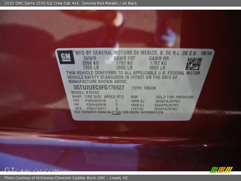 Sonoma Red Metallic / Jet Black 2015 GMC Sierra 1500 SLE Crew Cab 4x4