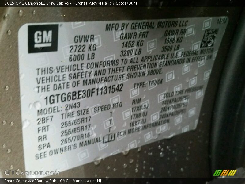 Bronze Alloy Metallic / Cocoa/Dune 2015 GMC Canyon SLE Crew Cab 4x4