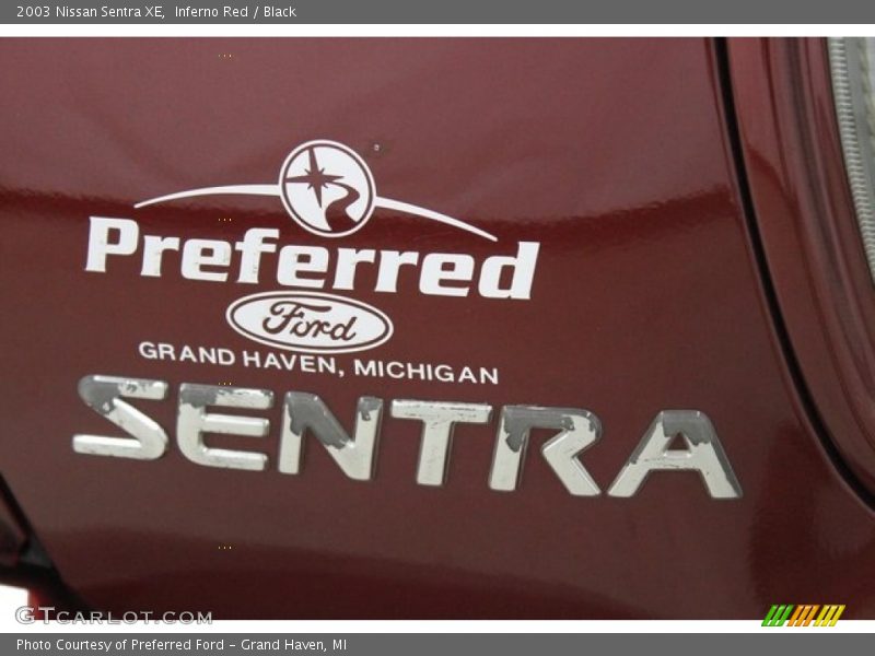 Inferno Red / Black 2003 Nissan Sentra XE