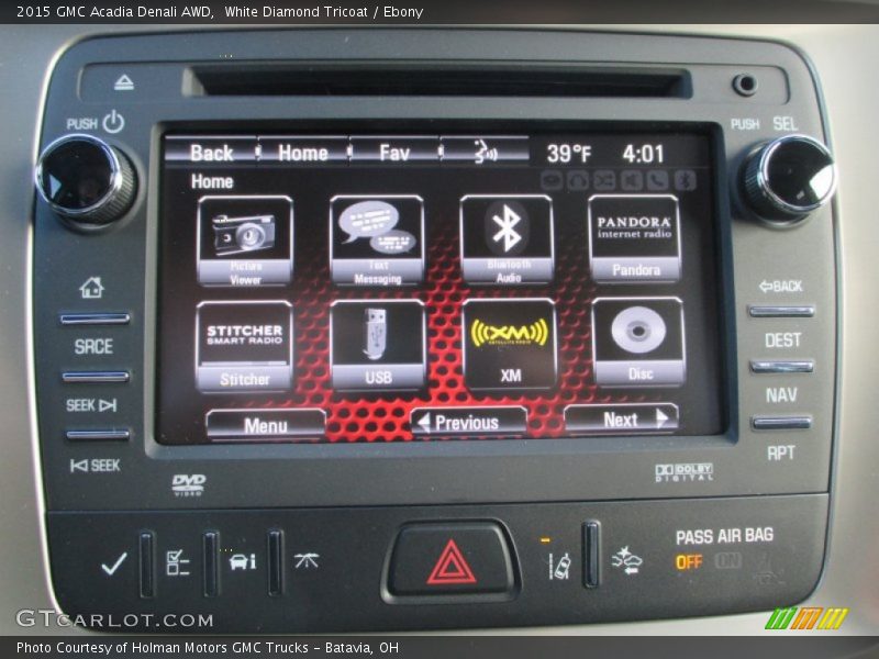 White Diamond Tricoat / Ebony 2015 GMC Acadia Denali AWD