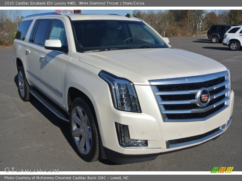 White Diamond Tricoat / Shale/Cocoa 2015 Cadillac Escalade ESV Luxury 4WD