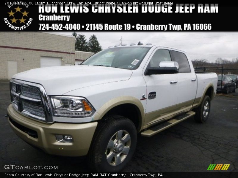 Bright White / Canyon Brown/Light Frost Beige 2015 Ram 2500 Laramie Longhorn Crew Cab 4x4