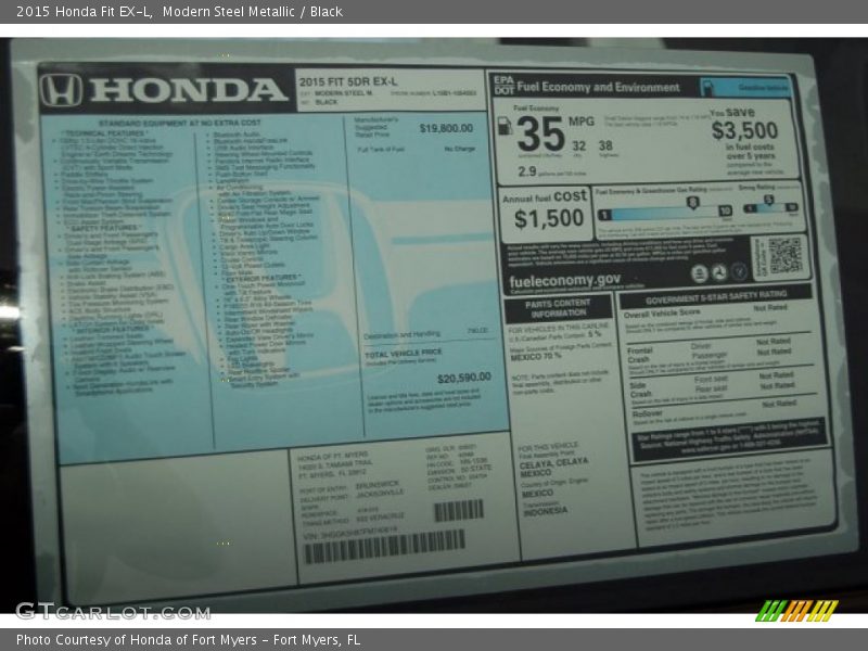 Modern Steel Metallic / Black 2015 Honda Fit EX-L