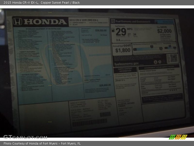 Copper Sunset Pearl / Black 2015 Honda CR-V EX-L