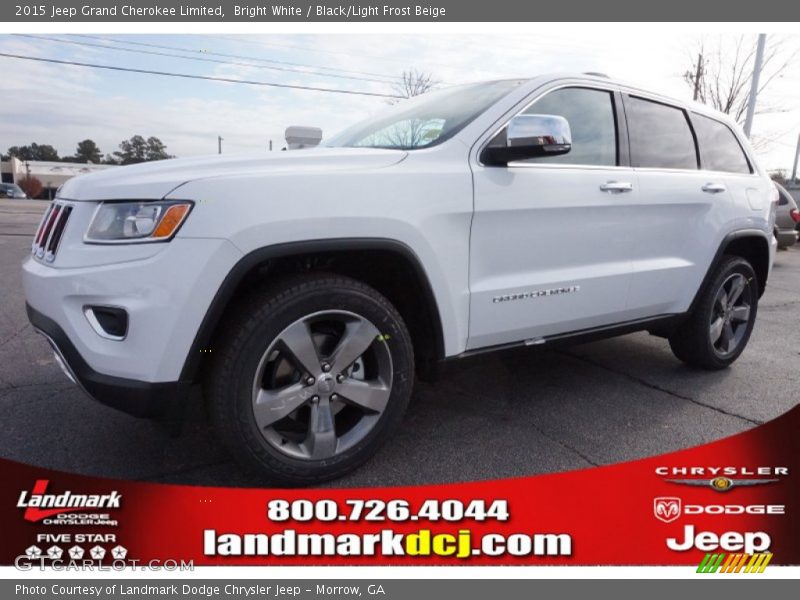 Bright White / Black/Light Frost Beige 2015 Jeep Grand Cherokee Limited