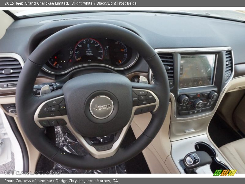 Bright White / Black/Light Frost Beige 2015 Jeep Grand Cherokee Limited