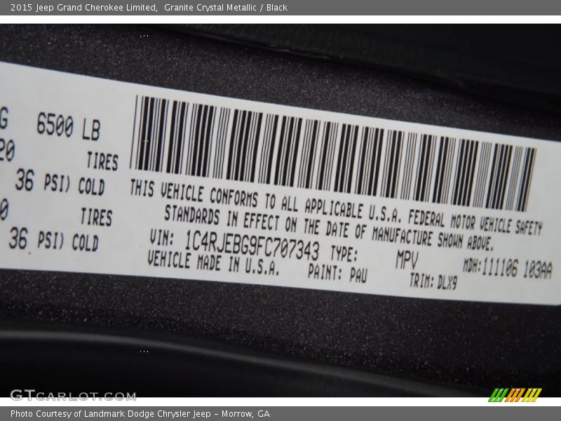 Granite Crystal Metallic / Black 2015 Jeep Grand Cherokee Limited