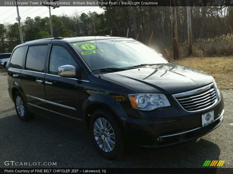 Brilliant Black Crystal Pearl / Black/Light Graystone 2012 Chrysler Town & Country Limited