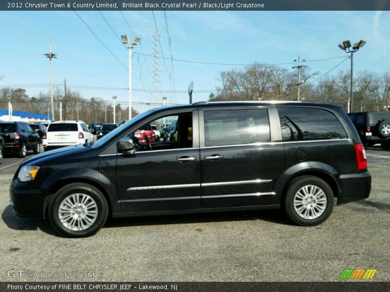 Brilliant Black Crystal Pearl / Black/Light Graystone 2012 Chrysler Town & Country Limited