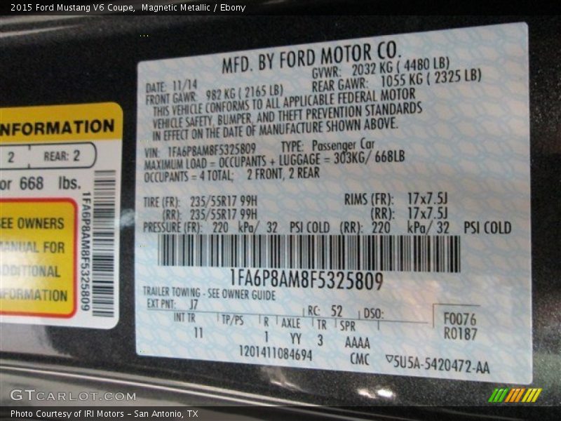 Magnetic Metallic / Ebony 2015 Ford Mustang V6 Coupe