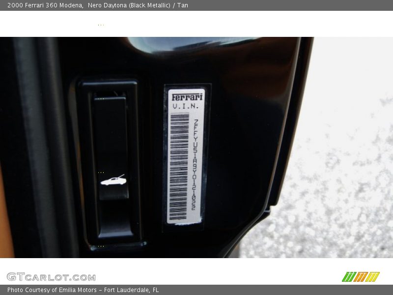 Nero Daytona (Black Metallic) / Tan 2000 Ferrari 360 Modena