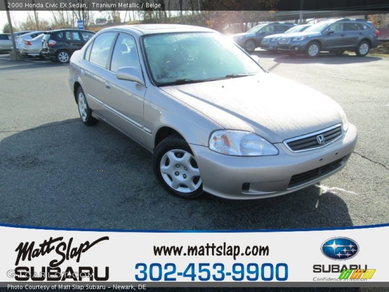 Titanium Metallic / Beige 2000 Honda Civic EX Sedan