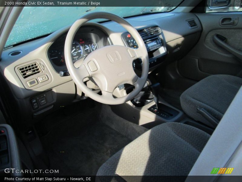Titanium Metallic / Beige 2000 Honda Civic EX Sedan