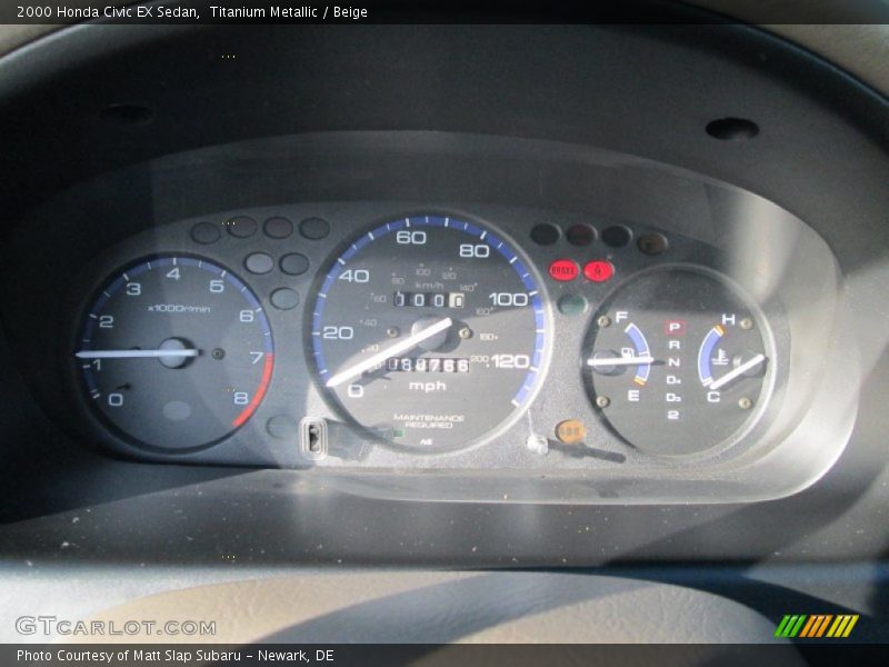 Titanium Metallic / Beige 2000 Honda Civic EX Sedan