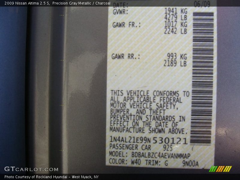 Precision Gray Metallic / Charcoal 2009 Nissan Altima 2.5 S