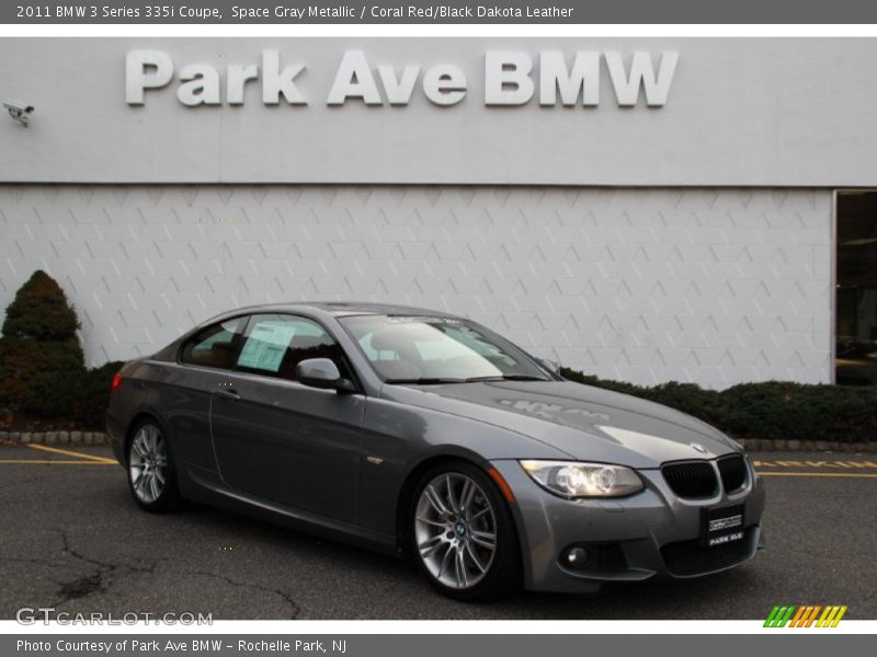 Space Gray Metallic / Coral Red/Black Dakota Leather 2011 BMW 3 Series 335i Coupe