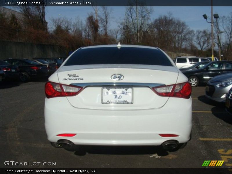 Shimmering White / Black 2012 Hyundai Sonata SE